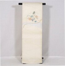 紗 すくい織 名古屋帯 正絹 ベージュ 菊 N2577 Mサイズ 未使用品 夏帯 盛夏 単衣 レディース シルク 6月7月8月9月シーズン 送料込み_画像4