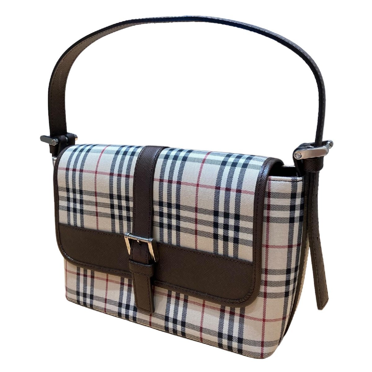 BURBERRY ポーチ ベージュ PVC ノバチェック イタリア製 未使用品 買物