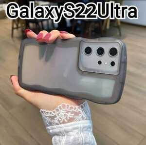 Galaxy S22Ultra ケース　ブラック　ウェーブフレーム　クリアケース　可愛い　