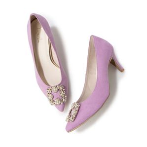 Launa lea ビジューポインテッドトゥヒールパンプス
