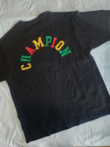 ★Champion バックデザイン ビッグロゴ ドライ TシャツL