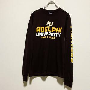 アメリカ古着　champion　チャンピオン　アデルファイ大学　カレッジプリント　ロンT　長袖Tシャツ　Sサイズ　【J712】