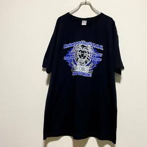 アメリカ古着　ライオンズ　半袖　Ｔシャツ　2XL ビッグサイズ　ゆるだぼ　大判プリント　ブラック　【J784】