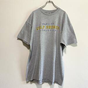 アメリカ古着　ロゴプリント　半袖　Tシャツ　2XL ビッグサイズ　ゆるだぼ　フルーツオブザルーム　グレー　【J853】