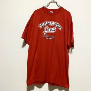 アメリカ古着　THOMPSON LIONS 半袖　Tシャツ　XLサイズ　ビッグサイズ　ゆるだぼ　レッド　ギルダン　【J933】