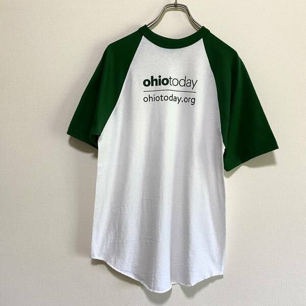 アメリカ古着　オハイオ州　半袖　Tシャツ　ohio 地名　ラグラン　グリーン×ホワイト　Mサイズ　メキシコ製　ヴィンテージ　【J1008】