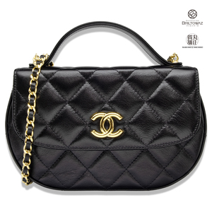 (直営買付)シャネル 23AW フォンケース チェーンクラッチ AP3367 ラム ゴールド マトラッセ ミニバッグ 黒 CHANEL ショルダー(M211689)