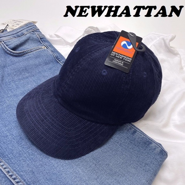 newhattan ネイビー コーデュロイキャップ メンズ レディース タグ カジュアル 紺 アウトドア キャンプ シンプル ニューハッタン