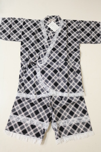  liquidation sale! last 1 point! white 130[ new goods ] girl * race using check pattern cotton jinbei : girls Kids child size 