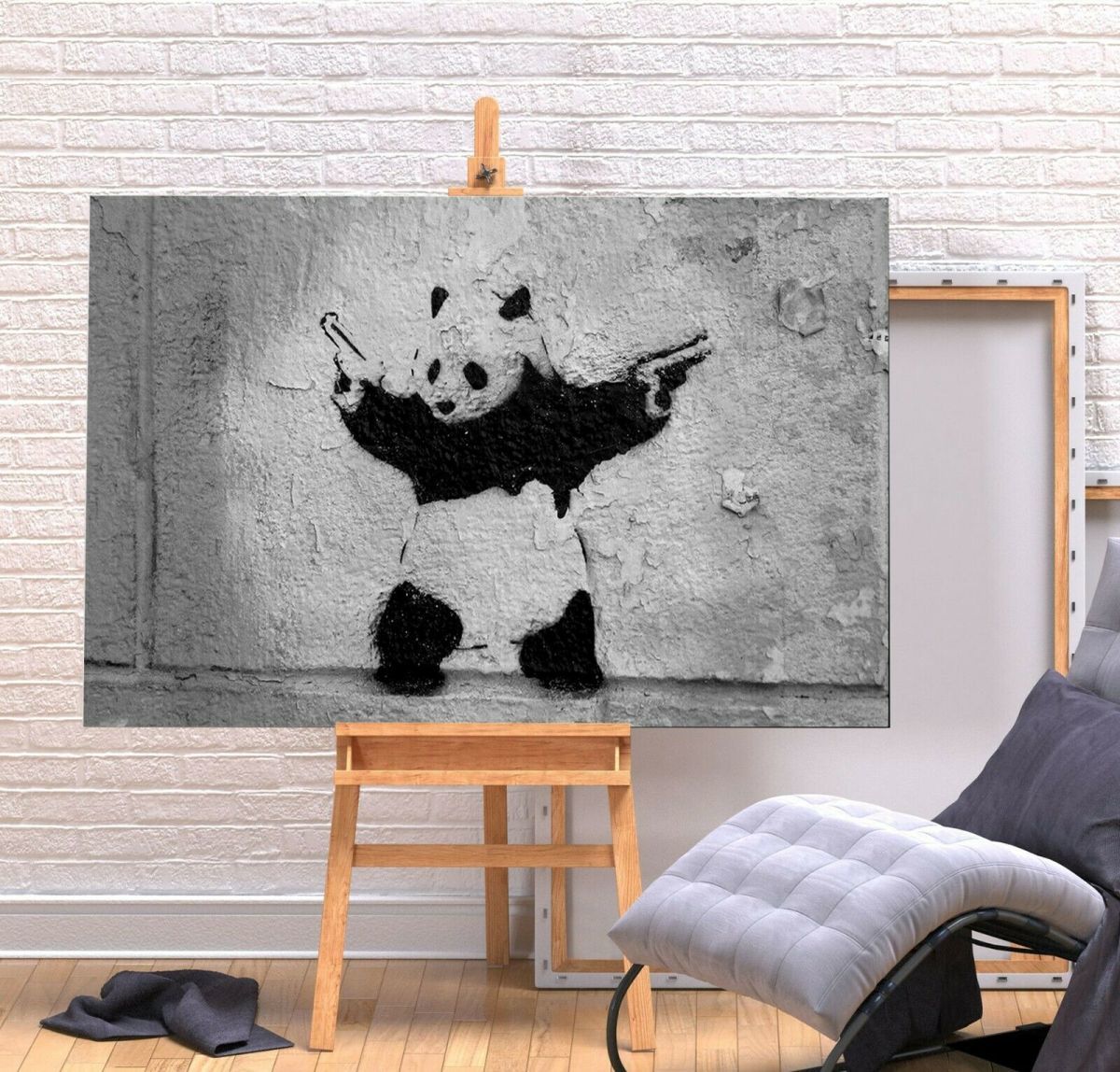 Banksy High-end Canvas Frame Poster Picture A1 Art Panel Nordic Overseas Photo Goods Painting Stylish Interior Panda, Printed materials, Poster, others