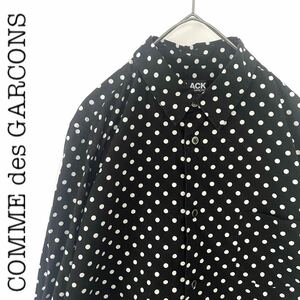 【送料無料】COMME des GARCONS コムデギャルソン　ドット　水玉　シャツ　L メンズ　長袖　バイカラー　ツートン　AD2012 脱色