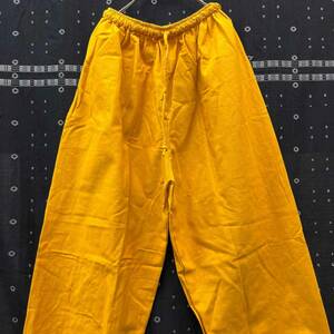  wide pants yellow plain ethnic men's lady's free size cotton 100% b-968