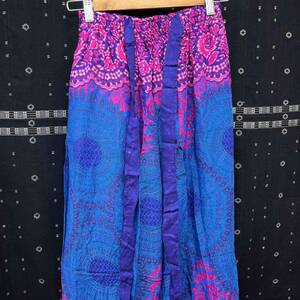 olientaru pants gaucho pants ethnic pattern pants wide pants men's lady's free size rayon 100% b-986