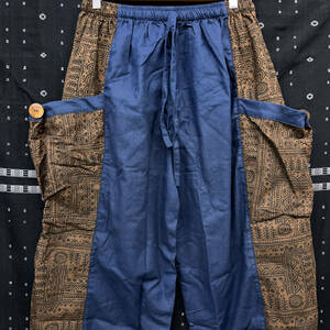  wide pants sarouel pants race pattern ethnic men's lady's free size cotton 100% c-26