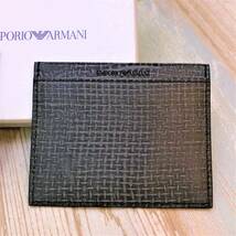 新品★EMPORIO ARMANI エンポリオ アルマーニ YEM320 名刺入れ カードケース★パスケース グレー系 革製 レザー_画像4