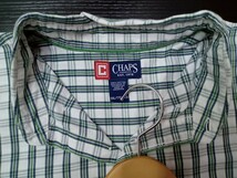 ★F057 CHAPS チャップス 長袖シャツ チェックシャツ ラウンドシャツ サイズXXL 白・緑チェック _画像4