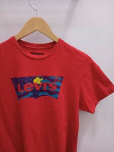 ★F046 Levi's リーバイス 半袖Tシャツ カラーTシャツ プリントTシャツ サイズレディースS〜M 赤 