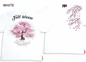 錦 大桜総刺繍半袖Tシャツ◆錦 ホワイトXXLサイズ 523359 和柄 和風 さくら サクラ にしき