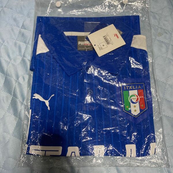 PUMA ITALIA プーマ サッカー イタリア代表 ポロシャツ トップス サイズＭ半袖 ライトブルー ストライプ 750420