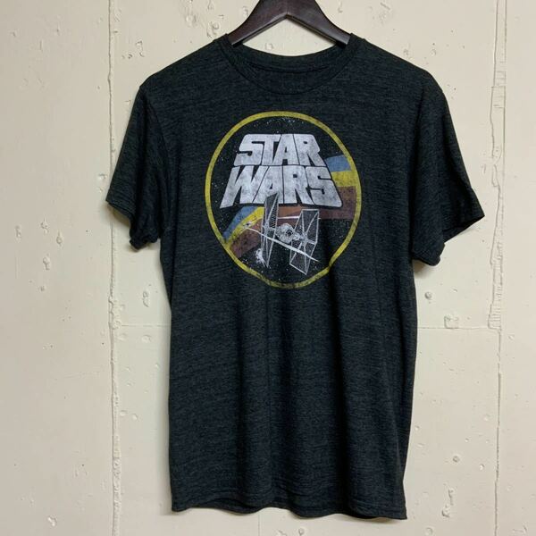 STAR WARS スターウォーズ半袖Tシャツ古着メンズＭチャコールグレー