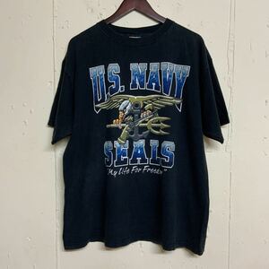 PROPPER US NAVY SEALS半袖Tシャツ古着ユーズドアメリカ製USA製メンズXL黒色ブラック