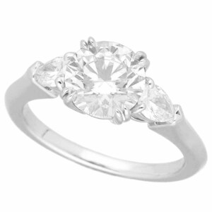  Harry Winston diamond (1.25ct E-VVS1-3Ex) round Classic pair Shape ring PT950 approximately 6 number #46 expert evidence 210091207