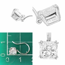 ハリーウィンストン ソリティア ダイヤモンド(1.01ct F-VS1/1.03ct F-VS1) スクエアカット イヤスタッズ ピアス Pt950 210091208_画像4