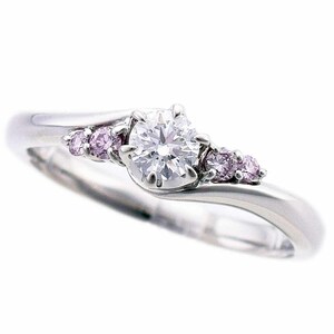  Star Jewelry diamond (0.220ct E-VVS1-Ex) side pink diamond (0.07ct) ring PT950 approximately 10 number #50 expert evidence 21400502