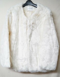 *COLZA* no color fake fur jacket white *