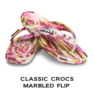 24cm クロックス Classic Crocs Marble Flip クラシック マーブルド フリップ ピンク×マルチ M6W8 エレクトリックピンク pink 新品