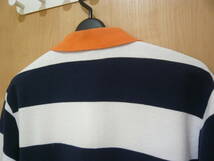 ポロ ラルフローレン 胸刺ロゴ マリンボーダー カノコポロシャツ 鹿の子ポロシャツ 純白×紺×オレンジ メンズL_画像7