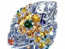 【ジュエリー極】豪華カラフルフラワーデザイン！良質天然アメジスト3.56ct＆マルチ宝石1.96ct 高級K18WGヘッド k6826um【送料無料】_画像3