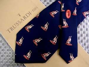 ♪31374C♪良品【犬 いぬ 動物 柄】トラサルディ【TRUSSARDI】ネクタイ