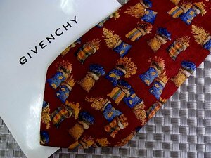 ♪31593D♪状態並品【花 植物 袋 柄】ジバンシィ【GIVENCHY】ネクタイ