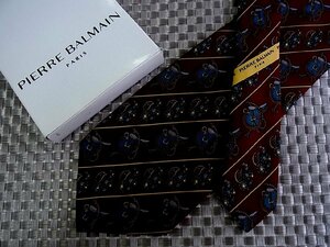 ♪31738D♪状態並品【馬具 ストライプ 柄】ピエールバルマン【PIERRE BALMAIN】ネクタイ