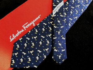 ♪今週の特売980円～♪1932♪良品【Ferragamo】フェラガモ【イヌ 子犬 小花 柄】ネクタイ♪