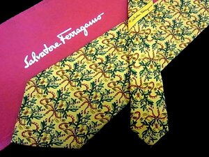 ♪今週の特売980円～♪1140♪状態並品【Ferragamo】フェラガモ【ゴルフ クラブ 植物 柄】ネクタイ♪