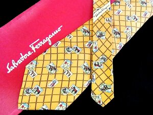 ♪今週の特売980円～♪2076♪良品【Ferragamo】フェラガモ【競馬 ジョッキー 優勝カップ 柄】ネクタイ♪