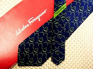 ♪32159C♪良品【兎 うさぎ 動物 柄】フェラガモ【Ferragamo】ネクタイ