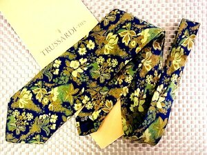 ♪32196D♪状態並品【花 植物 柄】トラサルディ【TRUSSARDI】ネクタイ