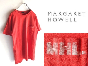 希少 黒タグ ビンテージ MARGARET HOWELL マーガレットハウエル MHL. ステンシルロゴプリント ポケットTシャツ カットソー M ネコポス対応