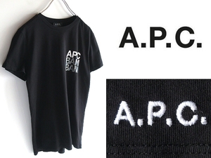 ネコポス可 A.P.C. アーペーセー 2018SS T-SHIRTS BAMBAM SHORT ロゴプリント ロゴ刺繍 Tシャツ 半袖 カットソー S 黒 ブラック 男女着用可