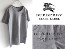 希少 BURBERRY BLACK LABEL バーバリーブラックレーベル ミニポケット ロゴプリント Tシャツ 半袖 カットソー 2 グレー ネコポス対応_画像1