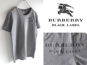 希少 BURBERRY BLACK LABEL バーバリーブラックレーベル ミニポケット ロゴプリント Tシャツ 半袖 カットソー 2 グレー ネコポス対応