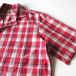 美品 イタリア製 GUY ROVER ギローバー コットン 開襟 オープンカラーシャツ チェックシャツ XL 赤 レッド 大きいサイズ ネコポス対応の画像6