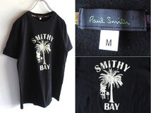 ネコポス対応 Paul Smith ポールスミス SMITHY BAY ヤシの木 パームツリー プリント Tシャツ 半袖 カットソー M 黒 ブラック 日本製_画像1