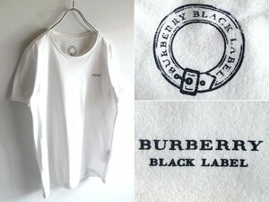 希少 BURBERRY BLACK LABEL バーバリーブラックレーベル ロゴプリント コットン Tシャツ 半袖 カットソー 3 ホワイト 白 ネコポス対応