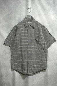 【 90s USA 】 刺子 リネン x レーヨン レギュラーカラー シャツ / size m / 90年代 織柄 ウィンドウペンチェック