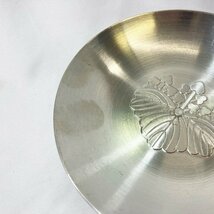 錫杯 錫器 直径10cm 錫半 木箱入り 桐の紋入り 酒器 盃◇HJ-0012_画像3