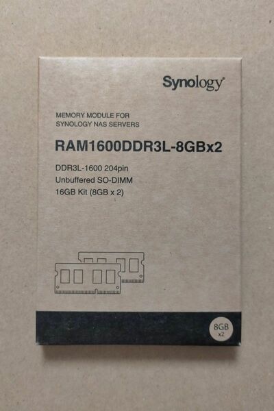 Synology 純正品 RAM1600 16GB　DDR3L-8GBX2 NAS用拡張メモリ　